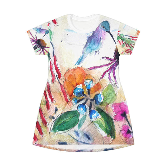 T-Shirt Dress -Hummingbird Garden