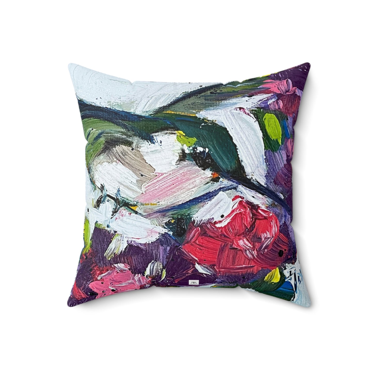 Happy Little Floater Hummingbird Indoor Spun Polyester Square Pillow