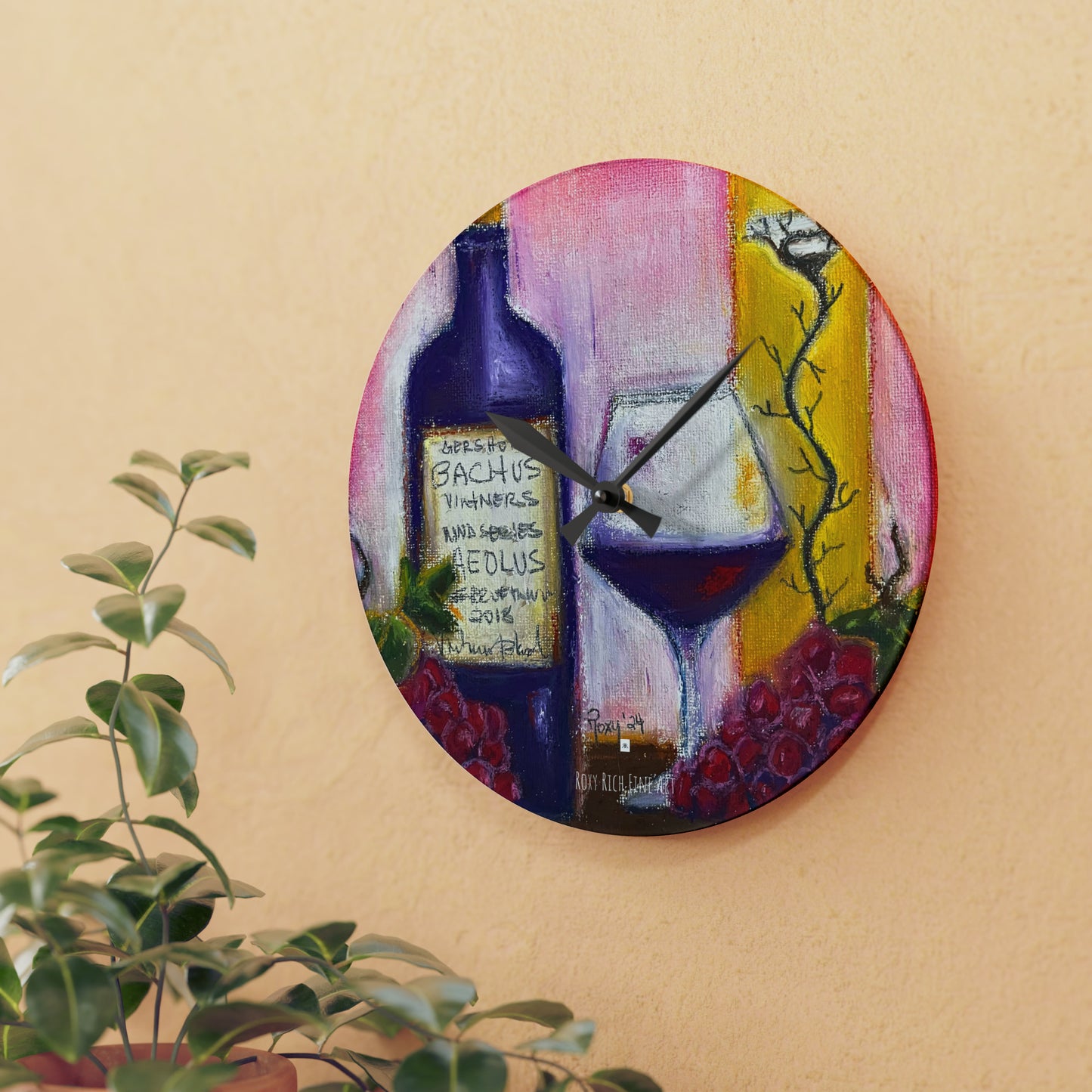 Reloj de pared acrílico de cristal Aeolus GBV Wine and Clique 