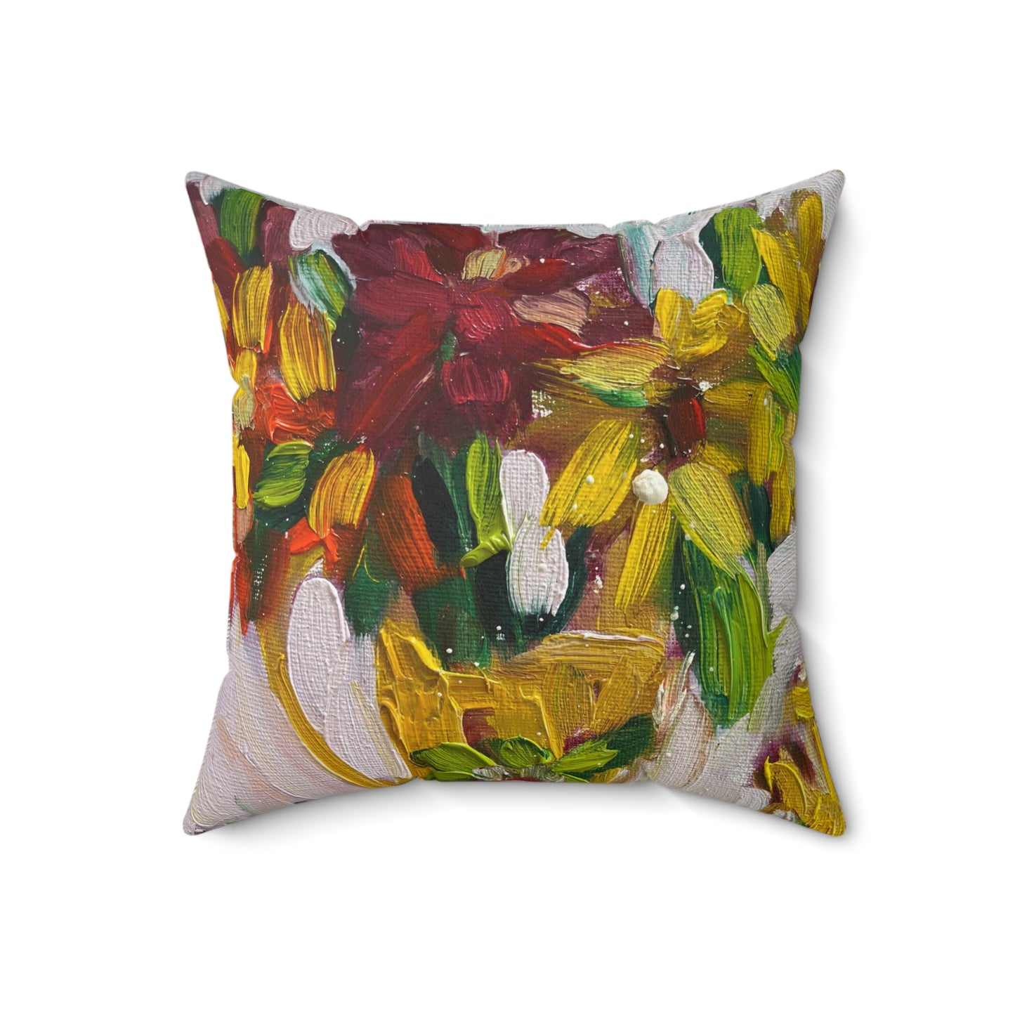 Indoor Square Pillow — Decorative Spun Polyester Throw Pillow- Petals on my Patio