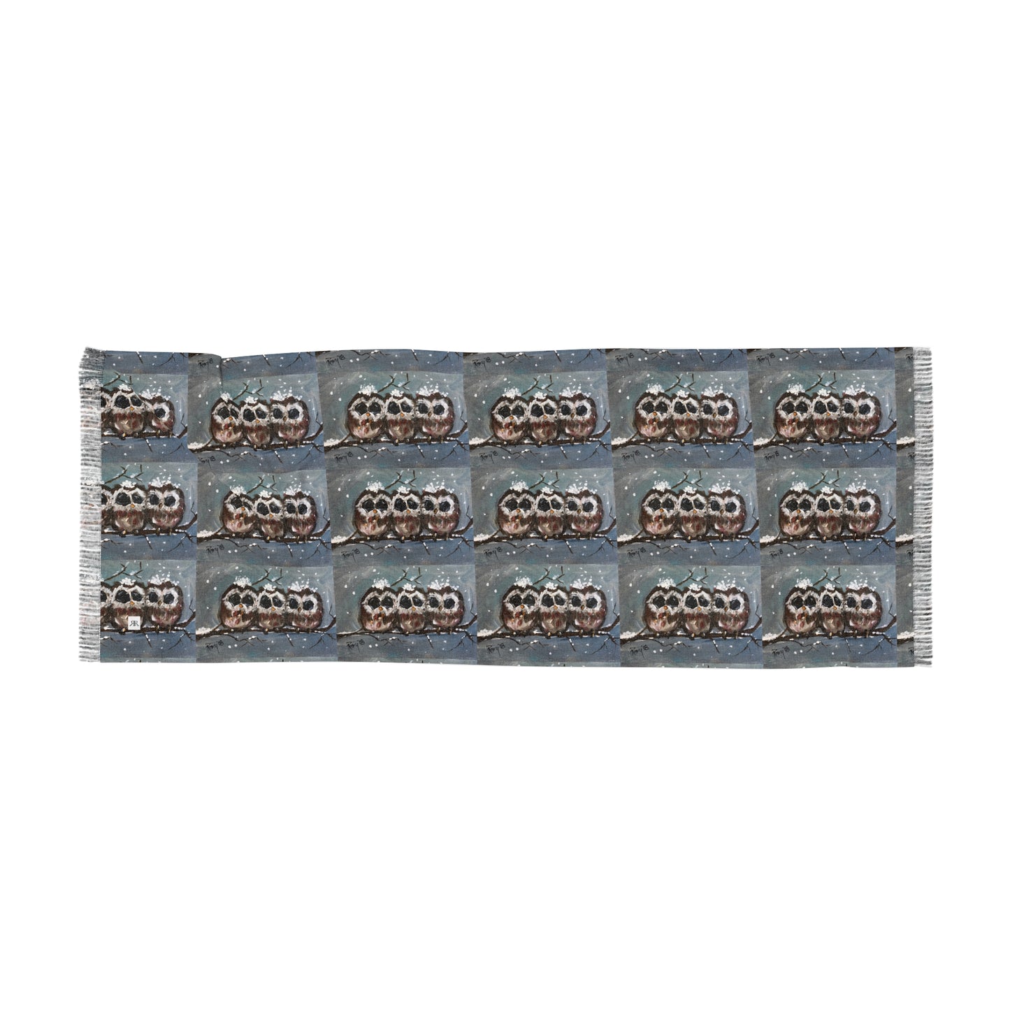 Colorful Scarf — Artistic Lightweight Neck Wrap- Who Us?  Adorable Snowy Owl Chicks