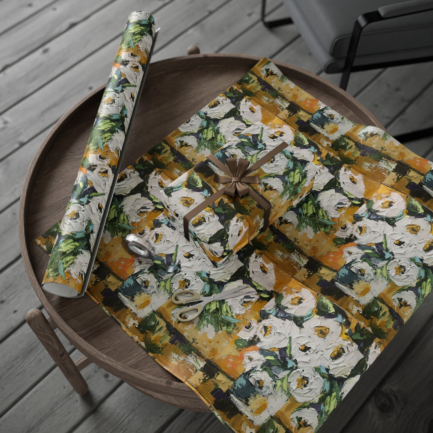 Shabby Roses Gold (3 Sizes) Wrapping Papers