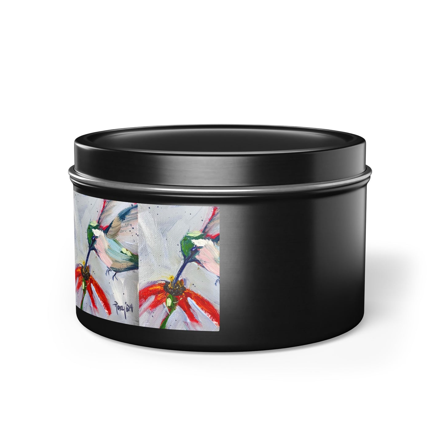 Hummingbird at a Cone Flower Tin Candle