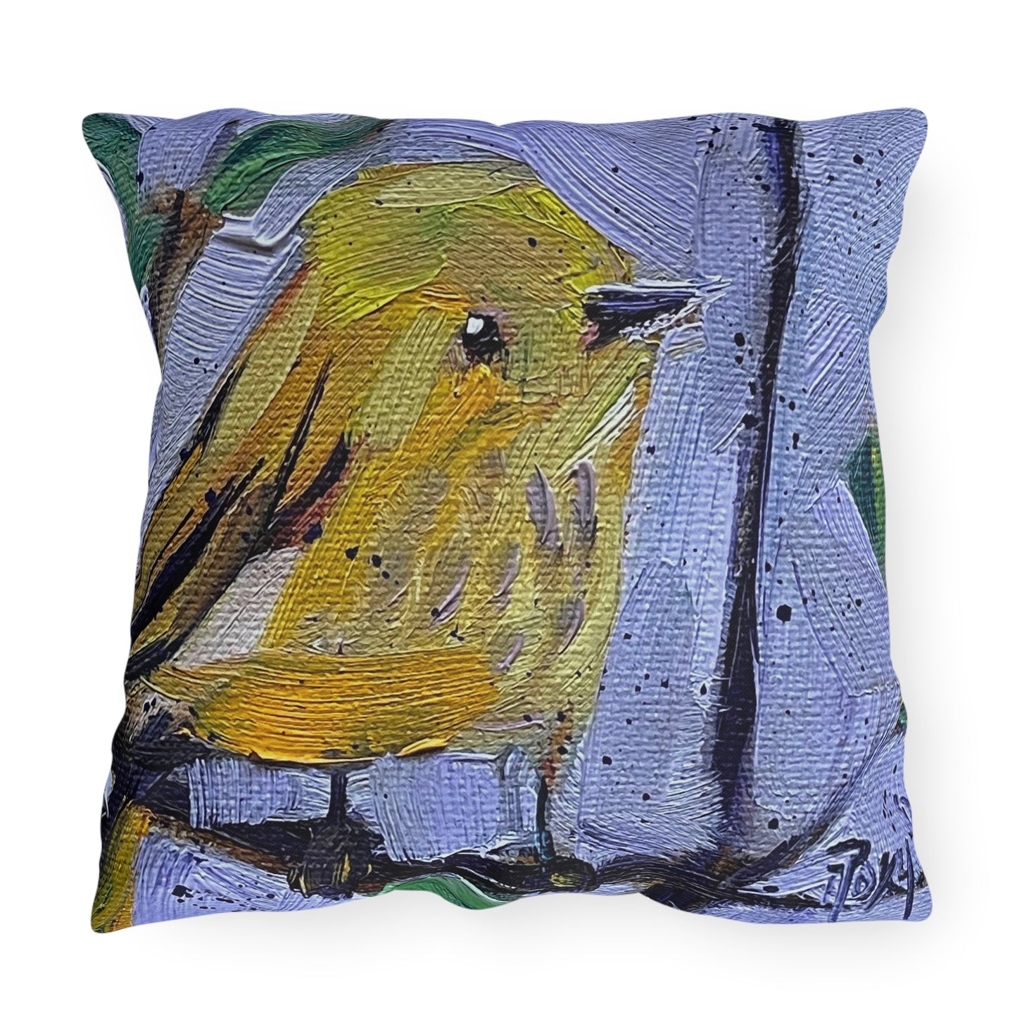 Winsome Little Warbler Outdoor Pillows