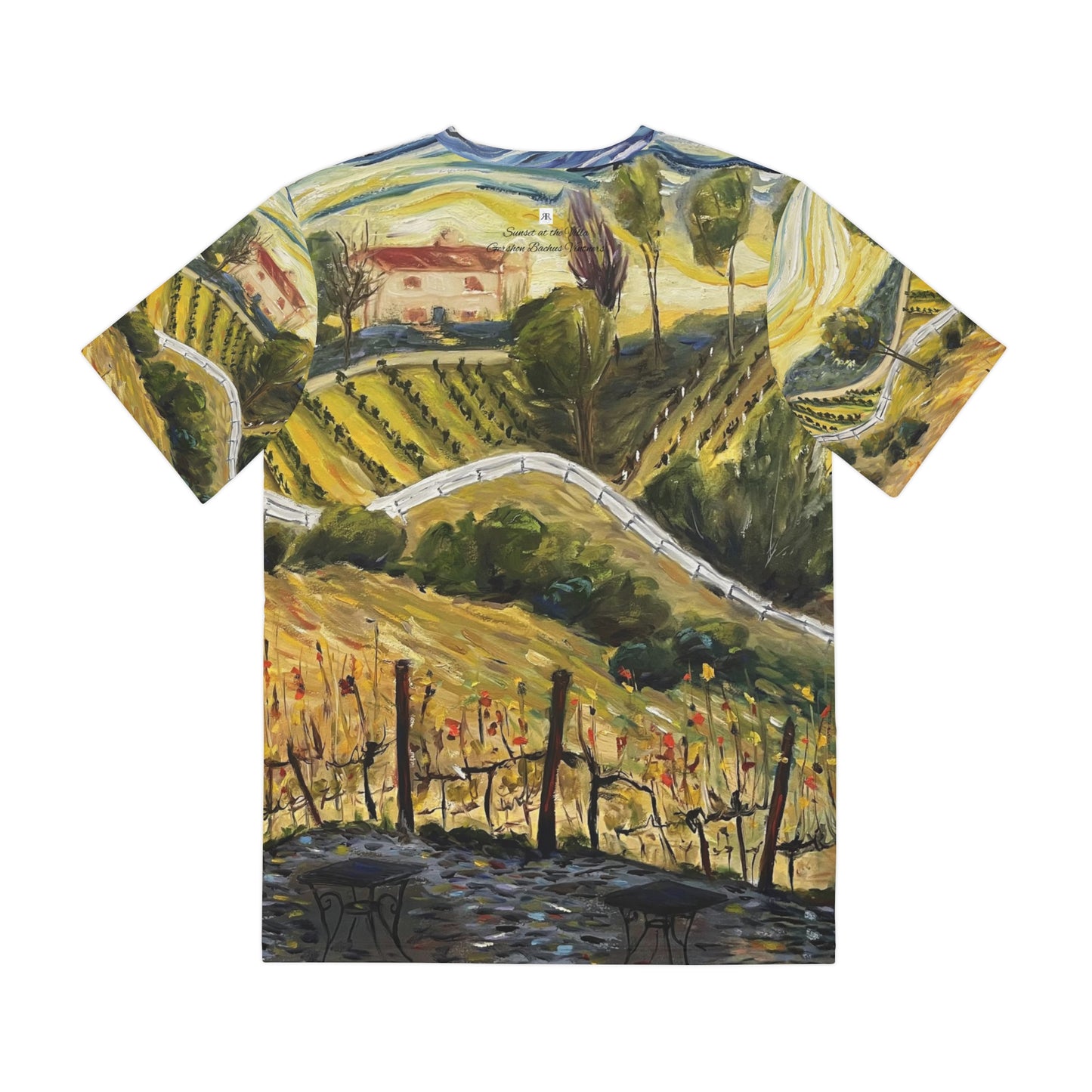 Men's Poly Tee - Sunset at the Villa- Gershon Bachus Vintners