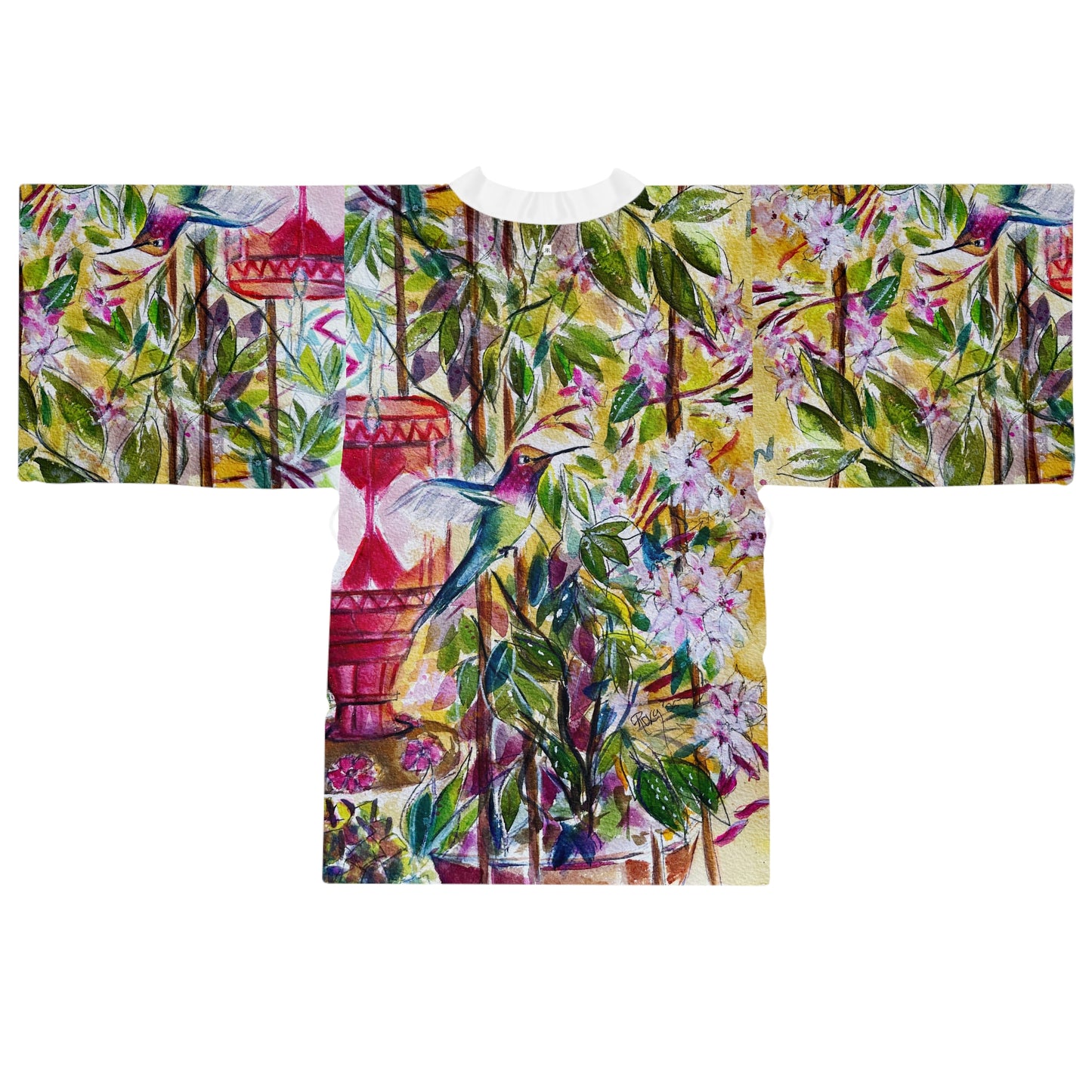 Kimono Robe - Elegant Hummingbird by the Jasmine