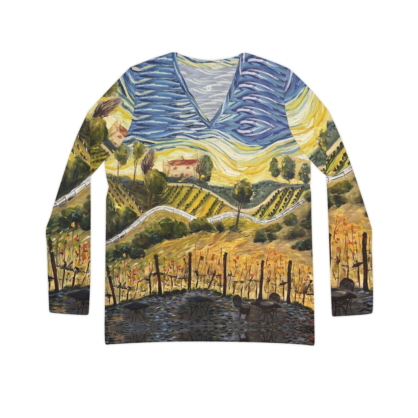 Long Sleeve Shirt-Sunset at the Villa GBV - V-neck Women's