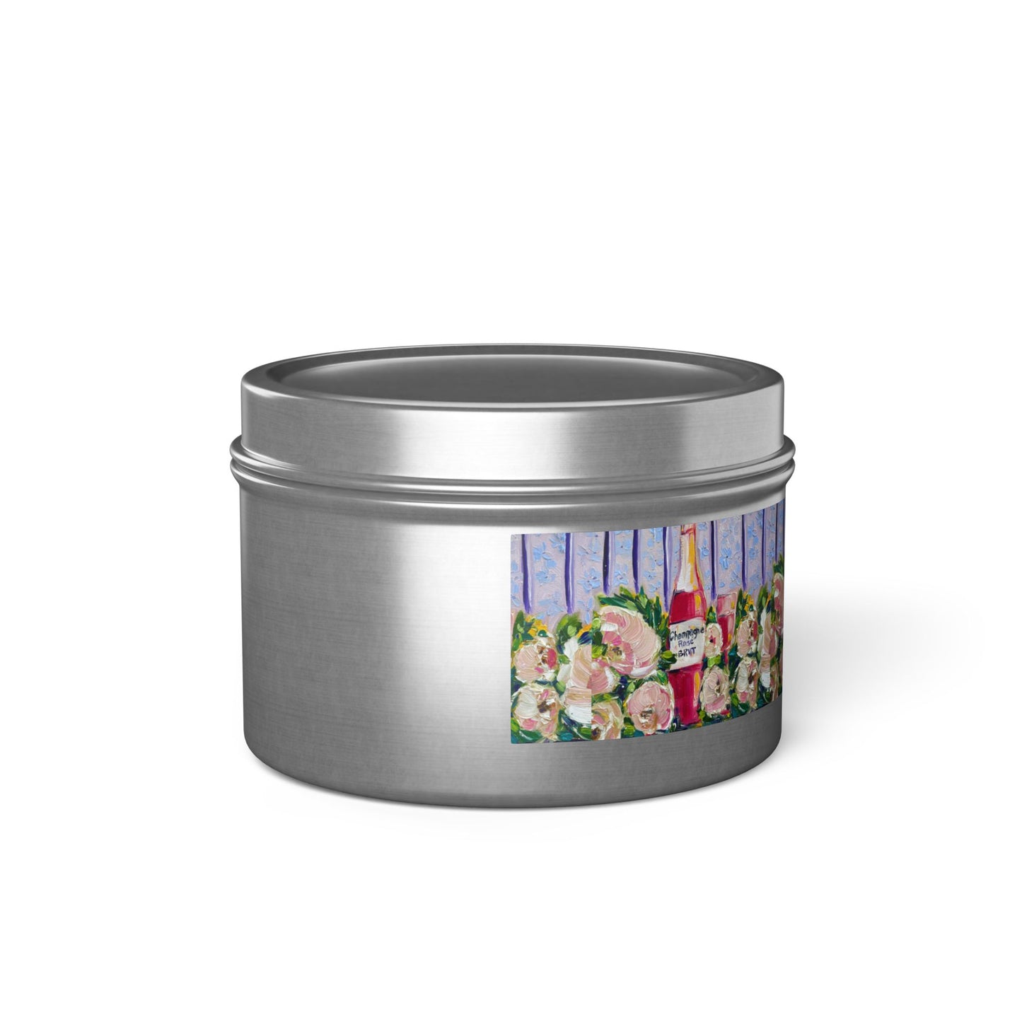 Tin Candle-Pink Champagne and Peonies