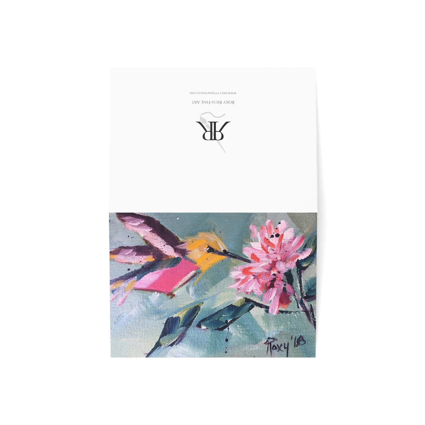 Pink Hummingbird Pink Flower Greeting Cards Blank Inside