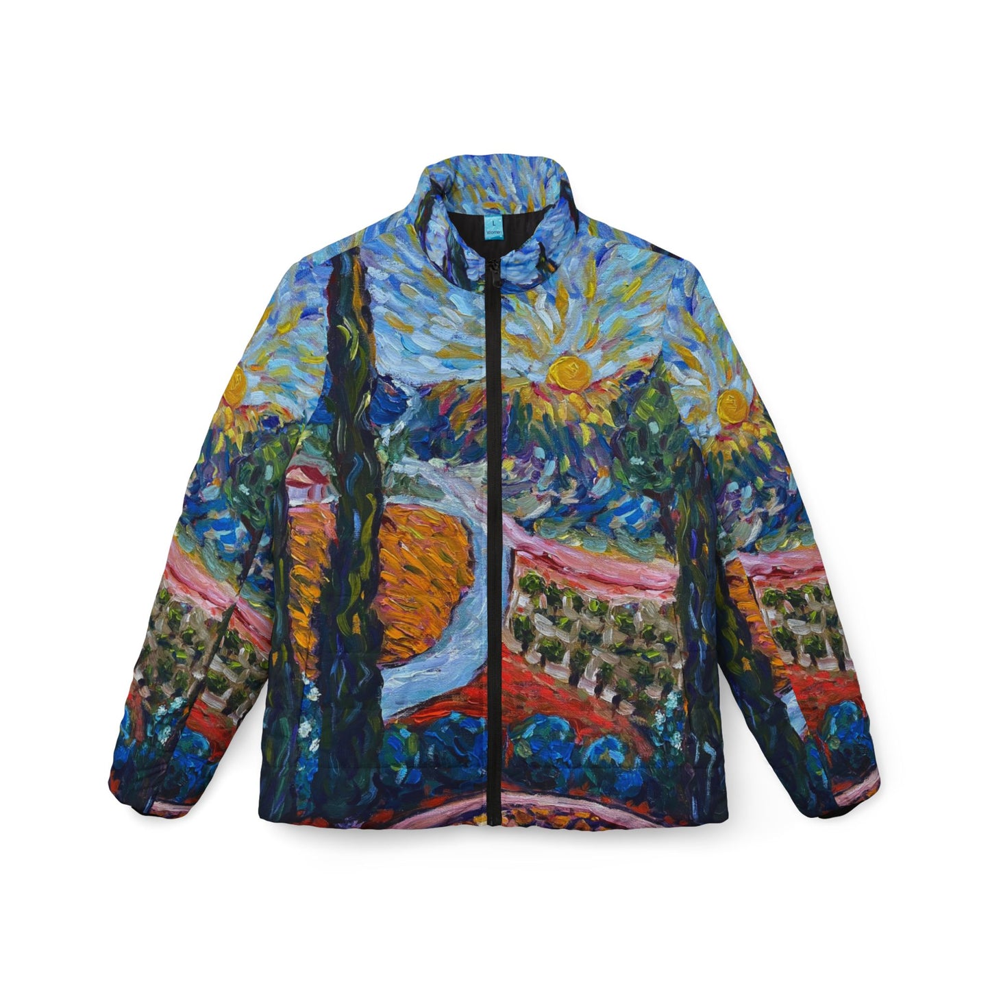 Women's Puffer Jacket - Roxy Rich Fine Art Design-Sunny Cypresses