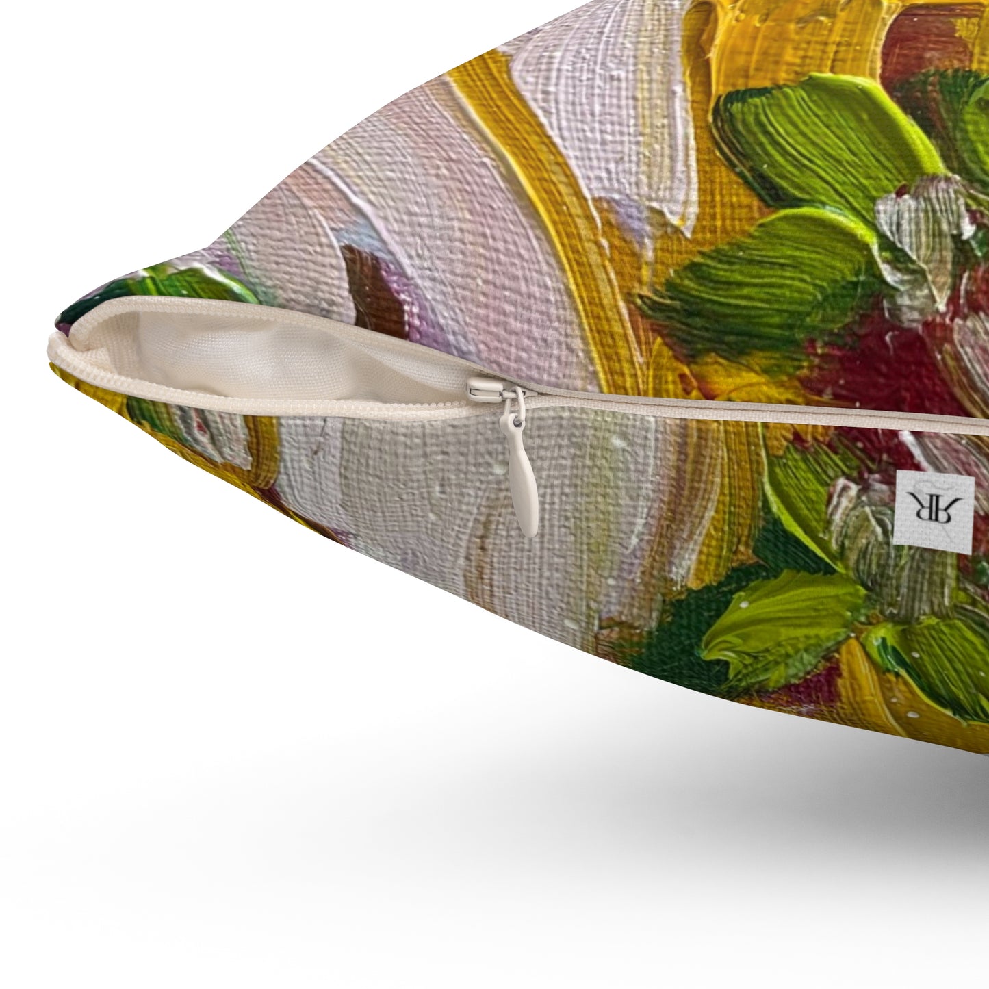 Indoor Square Pillow — Decorative Spun Polyester Throw Pillow- Petals on my Patio