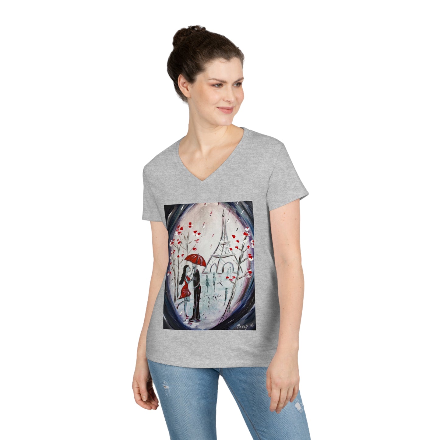 Romantic Couple in Paris "I only have eyes for you" Ladies' V-Neck T-Shirt