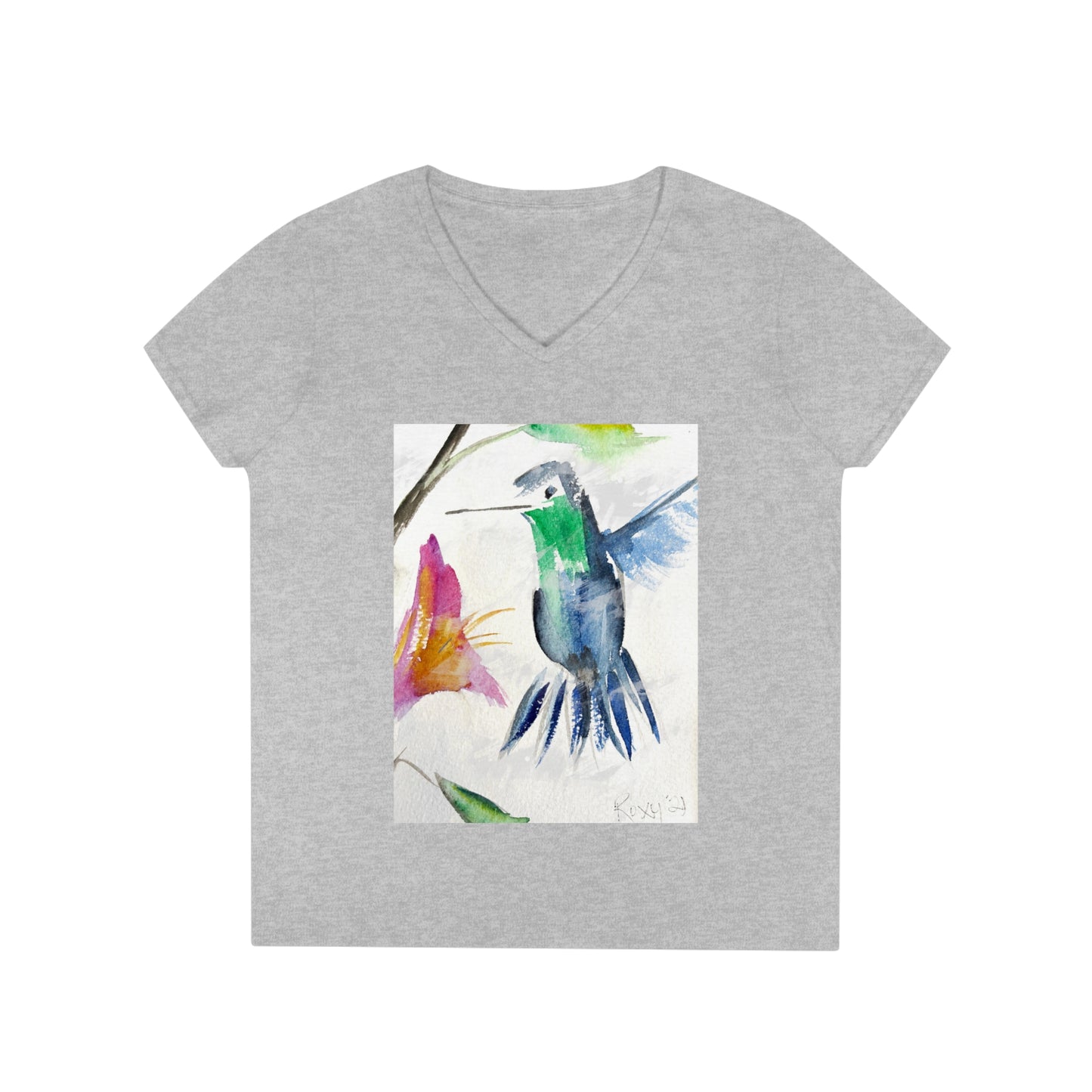 Blue Hummingbird Ladies' V-Neck T-Shirt