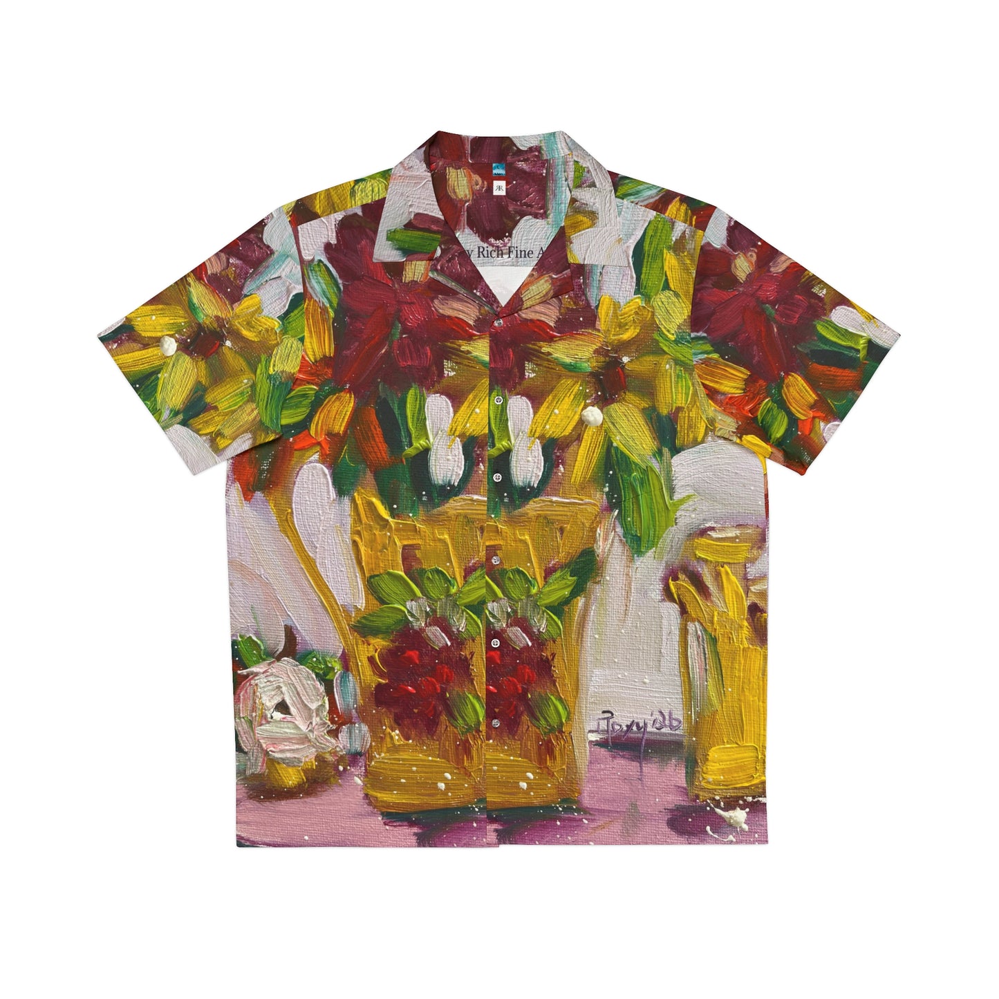 Men's Hawaiian Shirt- Bright-Flowers on my Patio