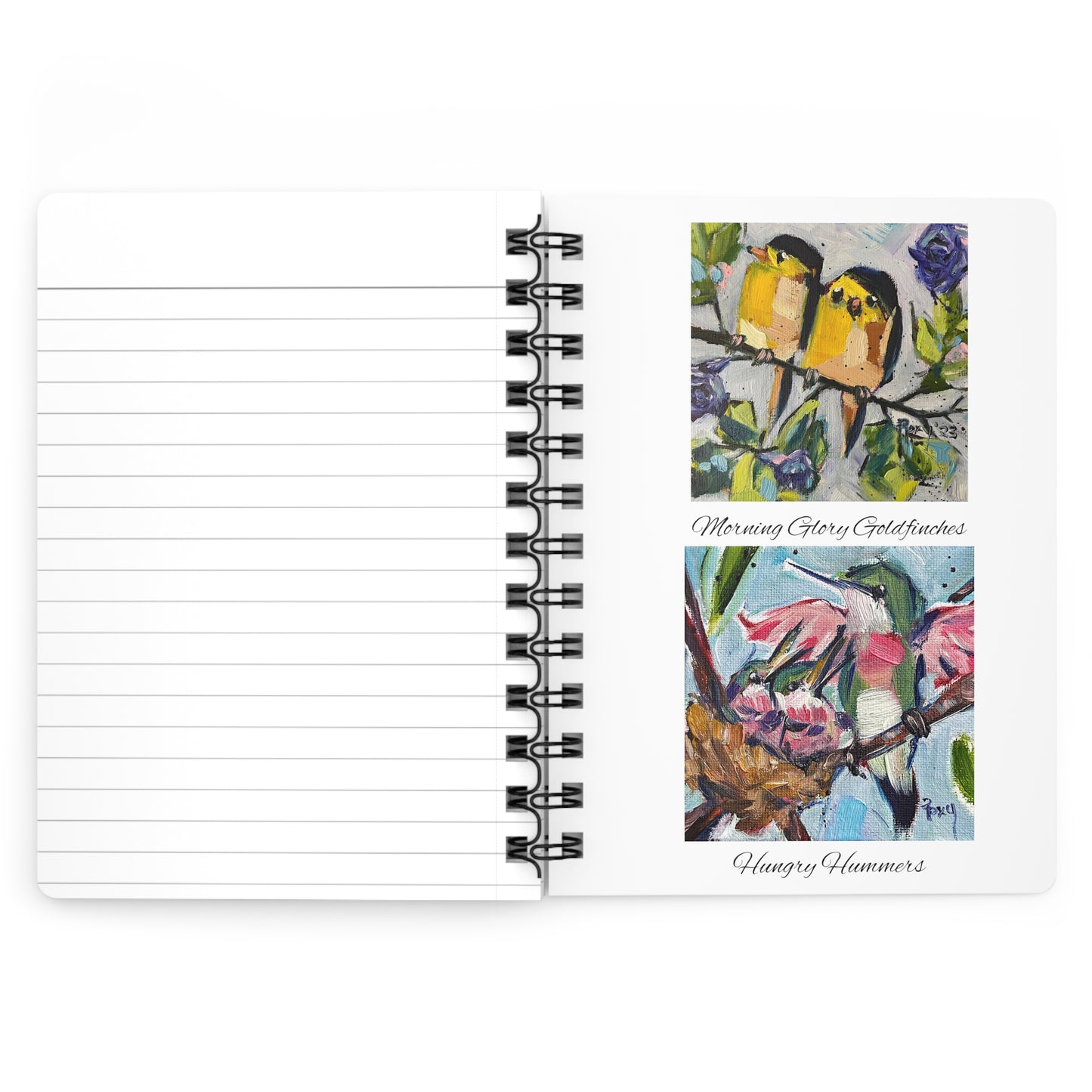 Birds-Six colorful Bird Paintings- Spiral Bound Journal