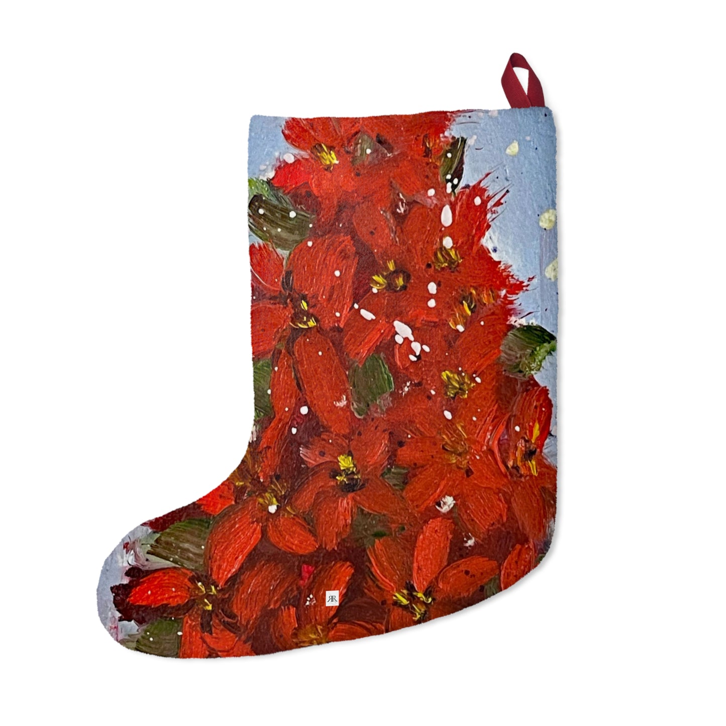 Red Poinsettias Tree Christmas Stocking