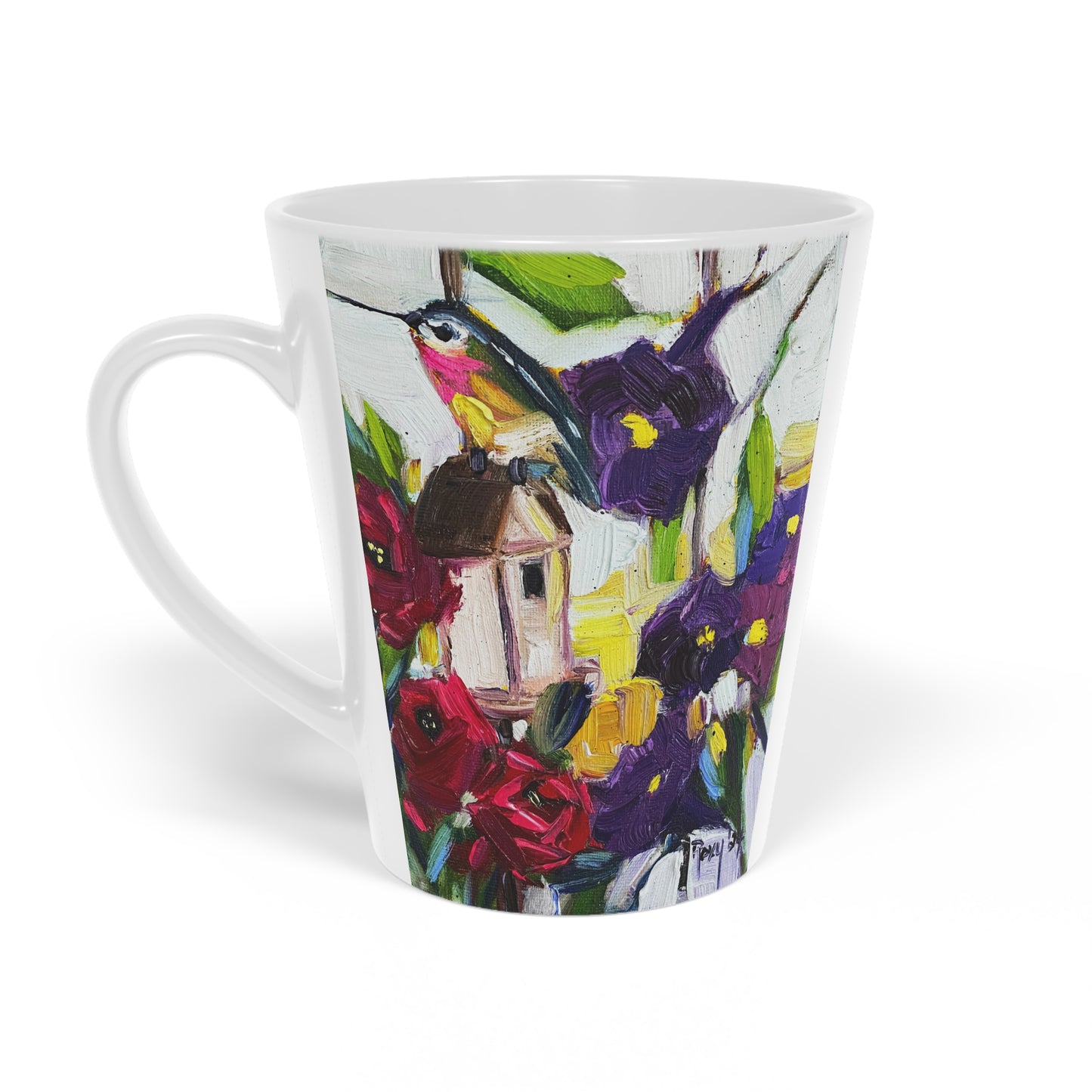 Hummingbird at the Window Latte Mug, 12oz