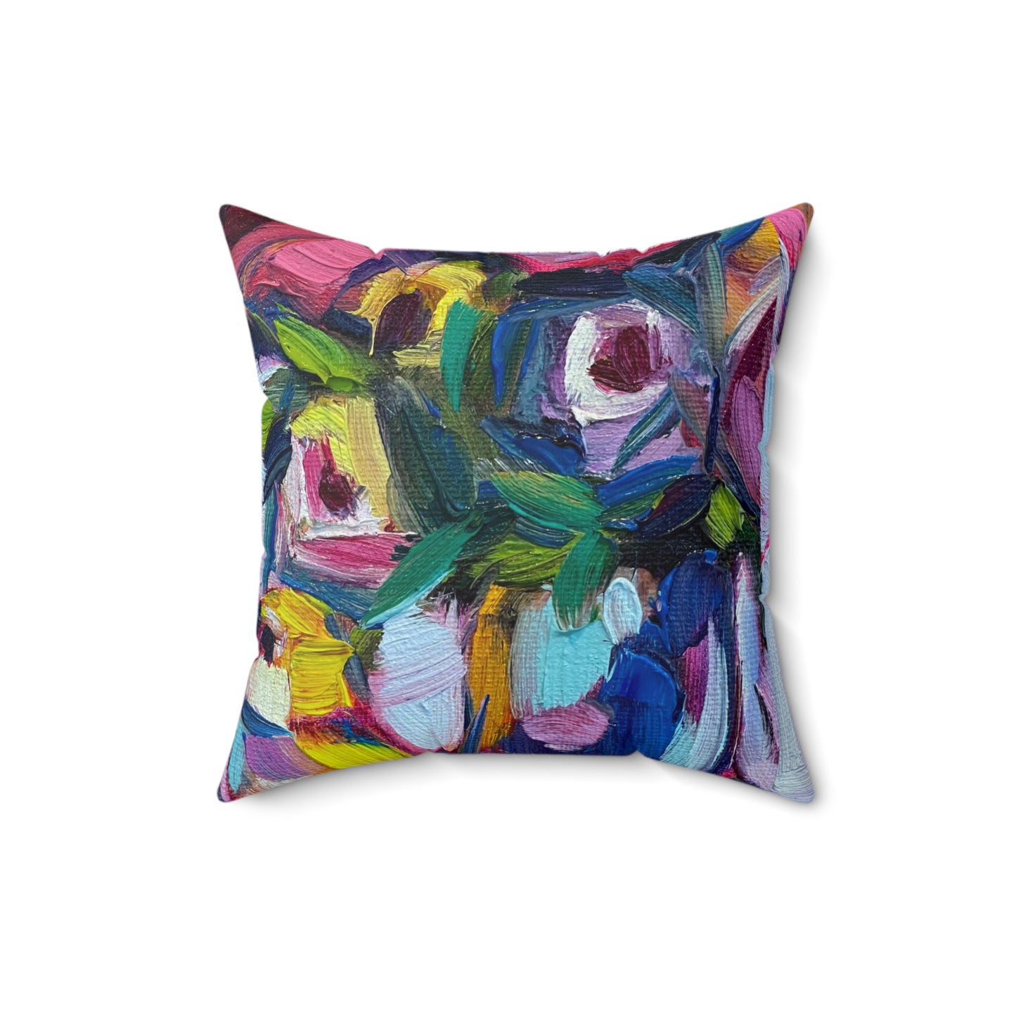 Abstract Roses and Warbler Color Blast Indoor Spun Polyester Square Pillow