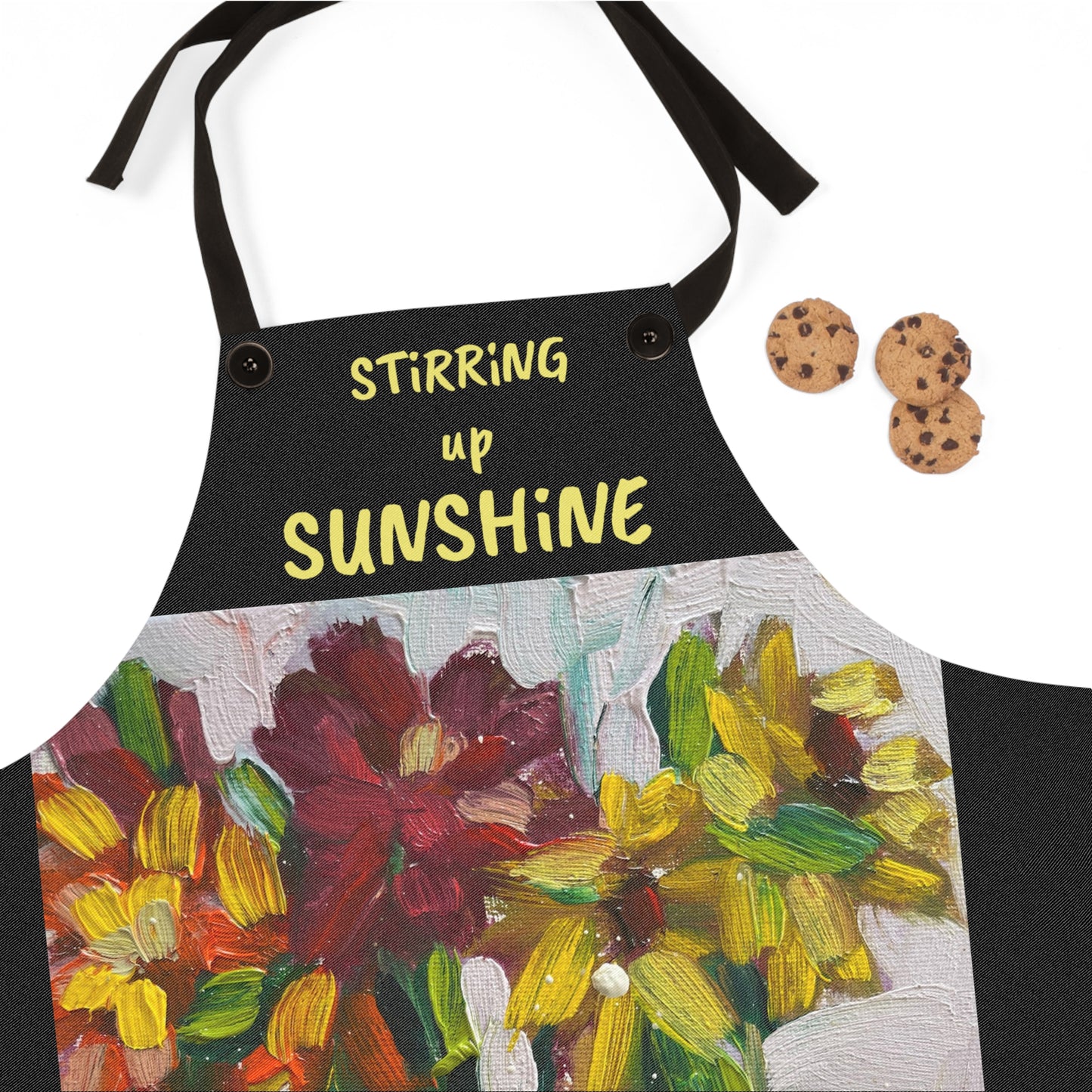 Copy of "Stirring up Sunshine" Petals on the Patio Art Apron – Vibrant Painterly Kitchen Decor