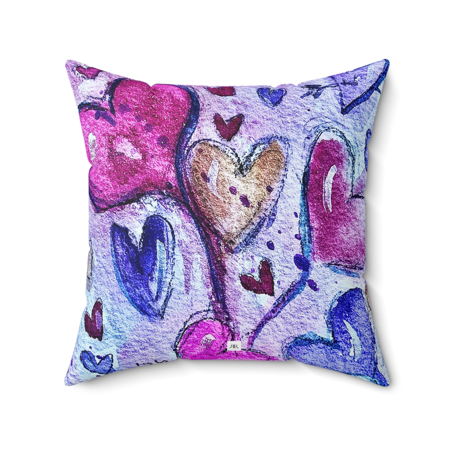 Valentine Floating Purple Hearts Throw Pillow — Romantic Heart Accent Pillow