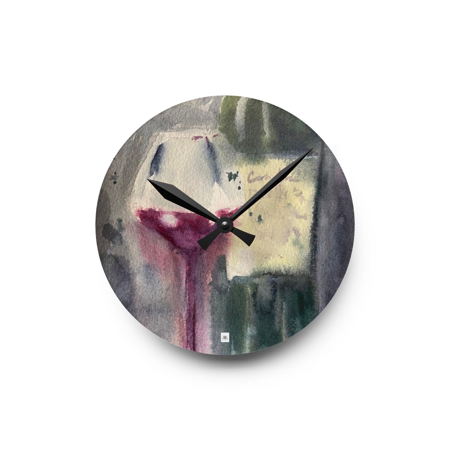 Acrylic Wall Clock-Wine Bottle and Glass