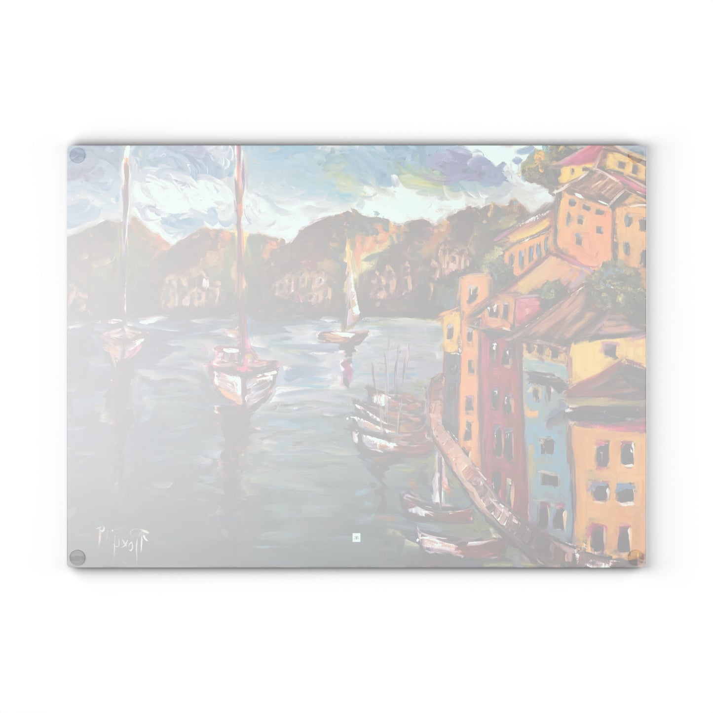 Glass Cutting Board-Portofino Harbor Italy