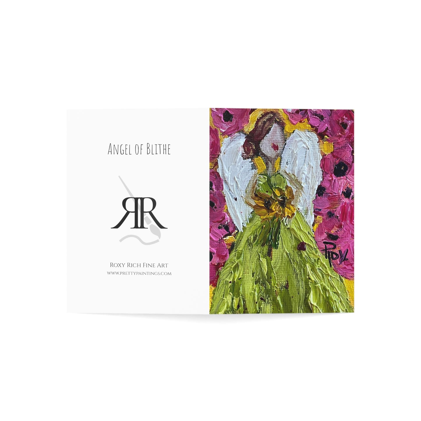 Angel of Blithe Folded Greeting Cards with Message of Joy