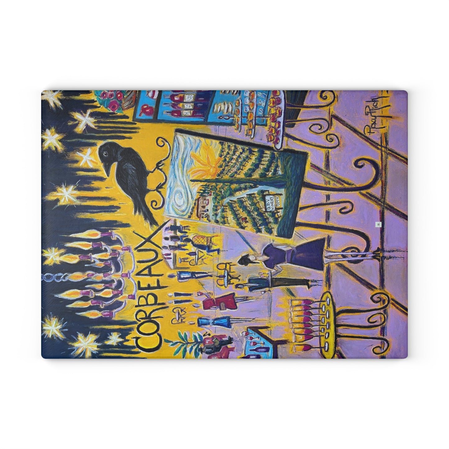 Glass Cutting Board-Corbeaux-Wine and Art After Dark