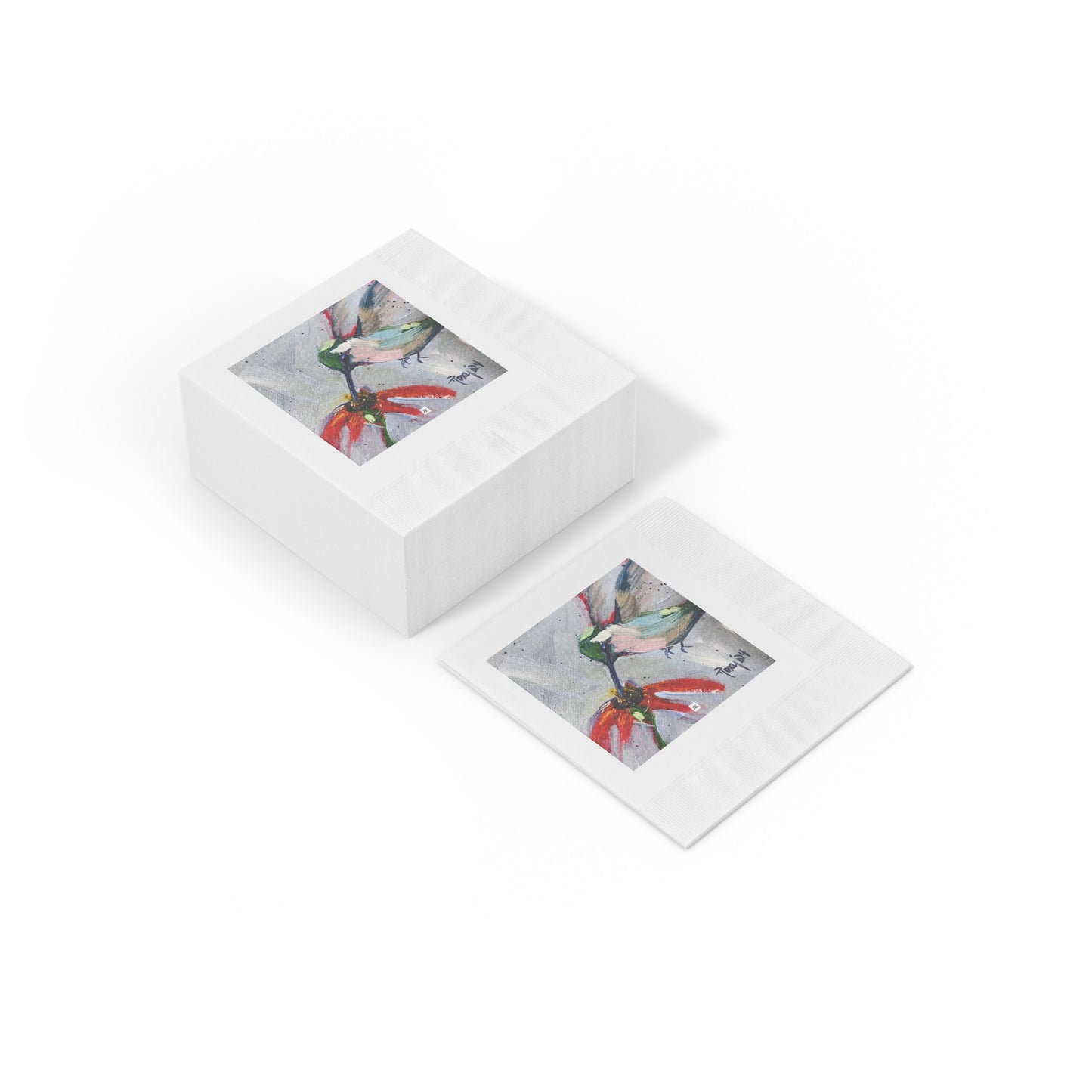 Serviettes En Papier Colibri à une échinacée-blanc