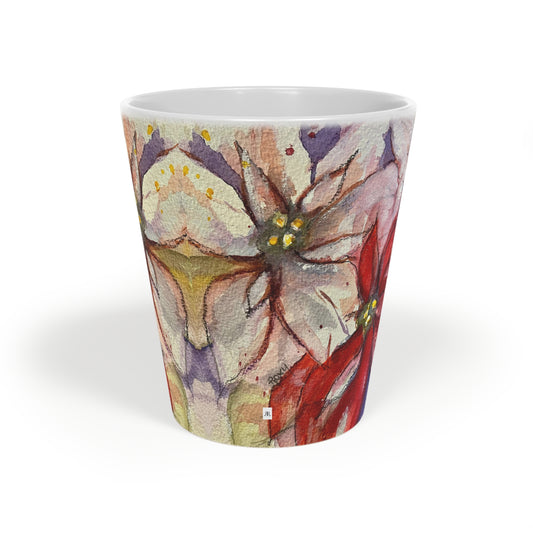 Taza para café con leche Poinsettias, 12 oz