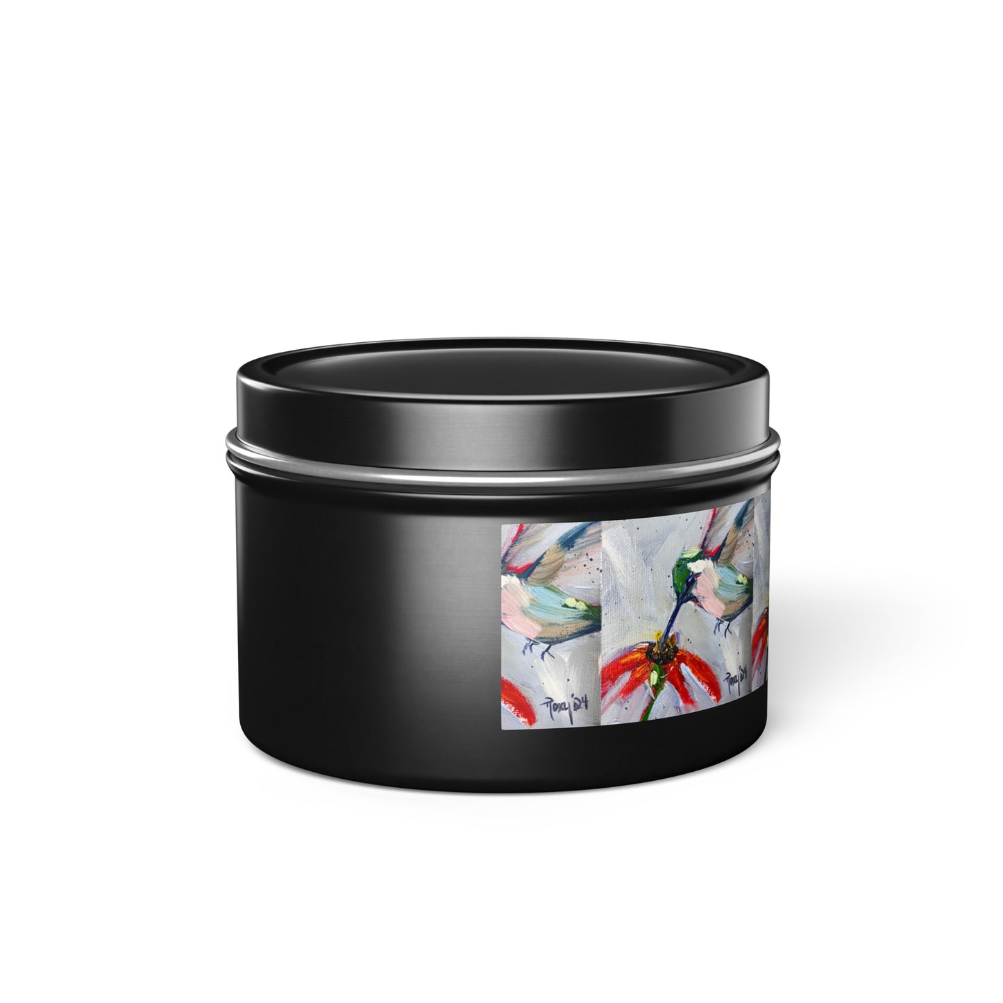 Hummingbird at a Cone Flower Tin Candle