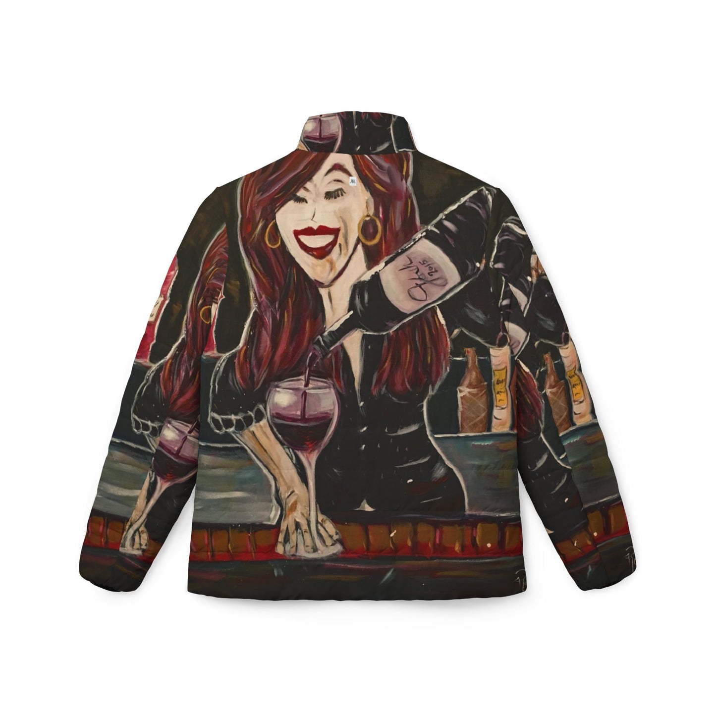Women's Puffer Jacket - Sassy Notes-Wine and Bartender