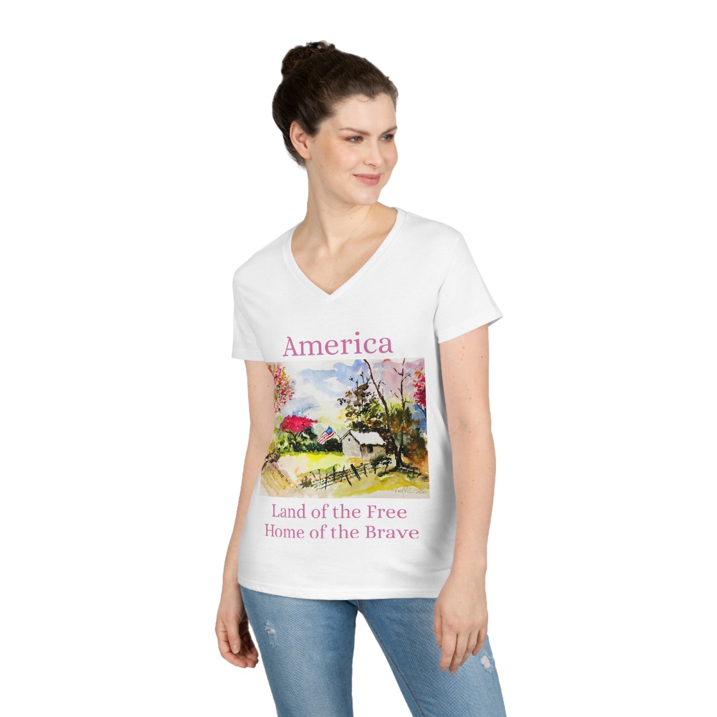 Land of the Free- Ladies' V-Neck T-Shirt