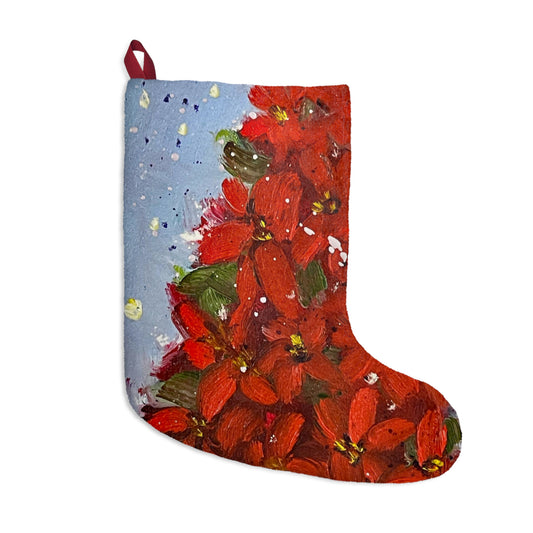 Red Poinsettias Tree Christmas Stocking