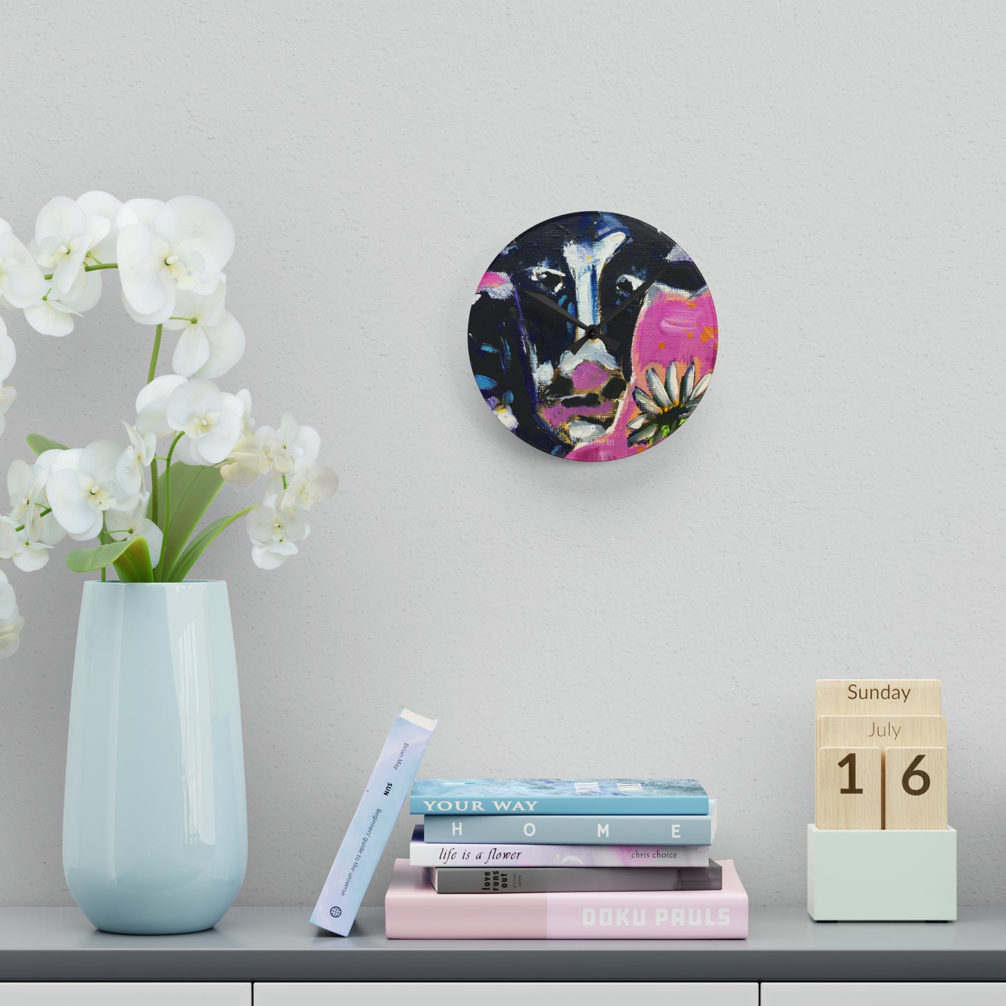 Nellie Cow Acrylic Wall Clock