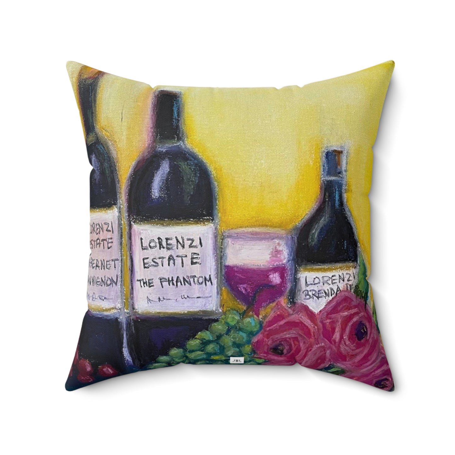 Lorenzi Estate Wine and Roses Indoor Spun Polyester Square Pillow