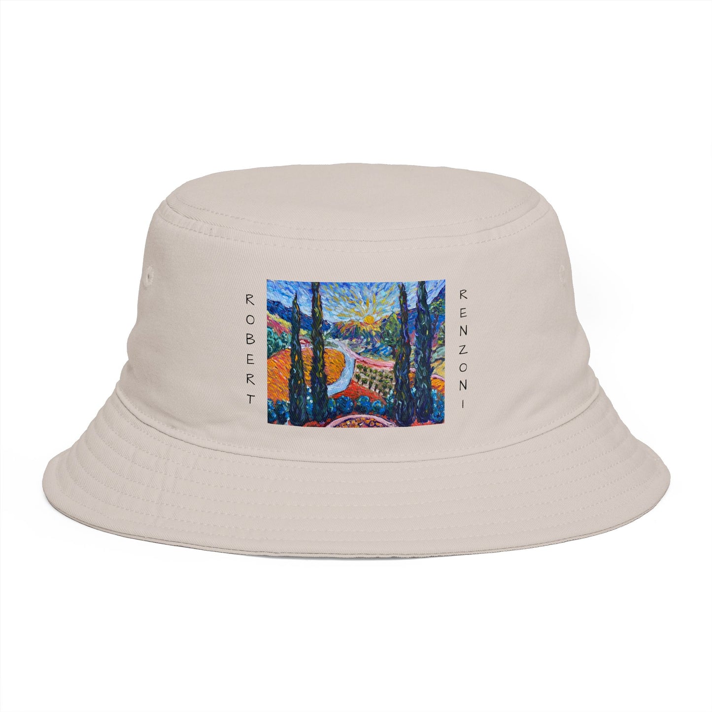 Roxy Rich Fine Art  Sunny Cypresses at Robert Renzoni - Bucket Hat — Stylish Durable Travel Hat