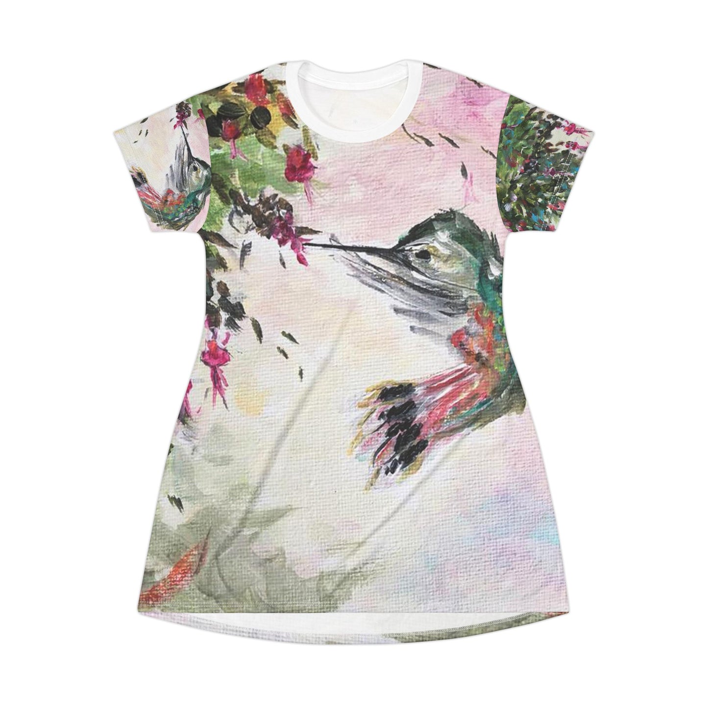 T-Shirt Dress - Hummingbird with Fuchsias