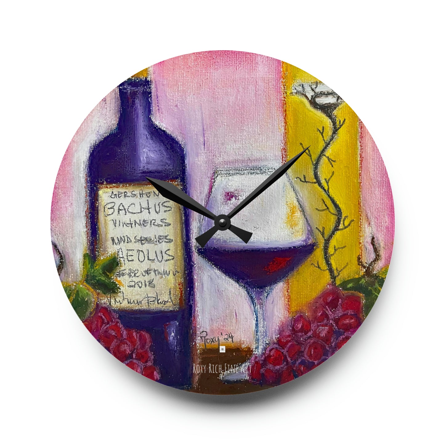 Aeolus GBV Wine and Clique Glass Acrylic Wall Clock