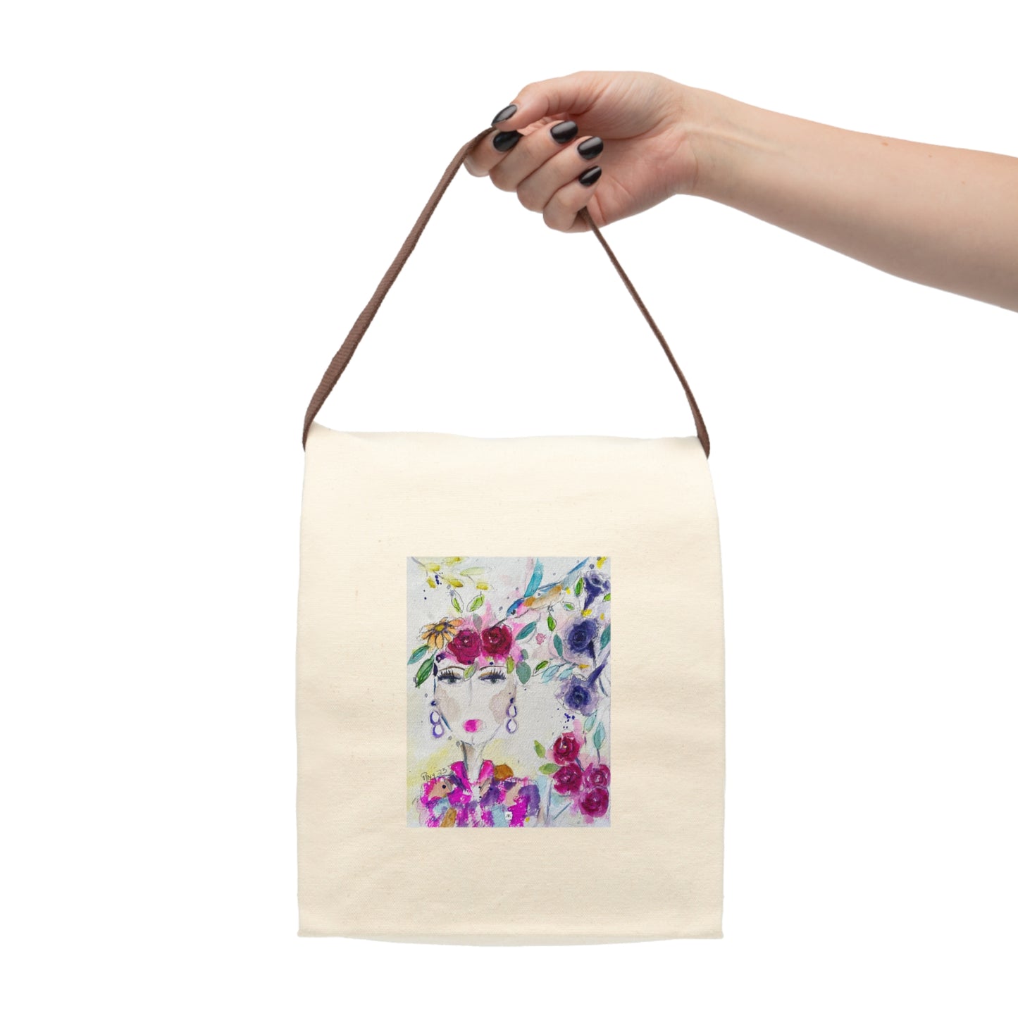 Haute Couture Hummingbird Canvas Lunch Bag With Strap