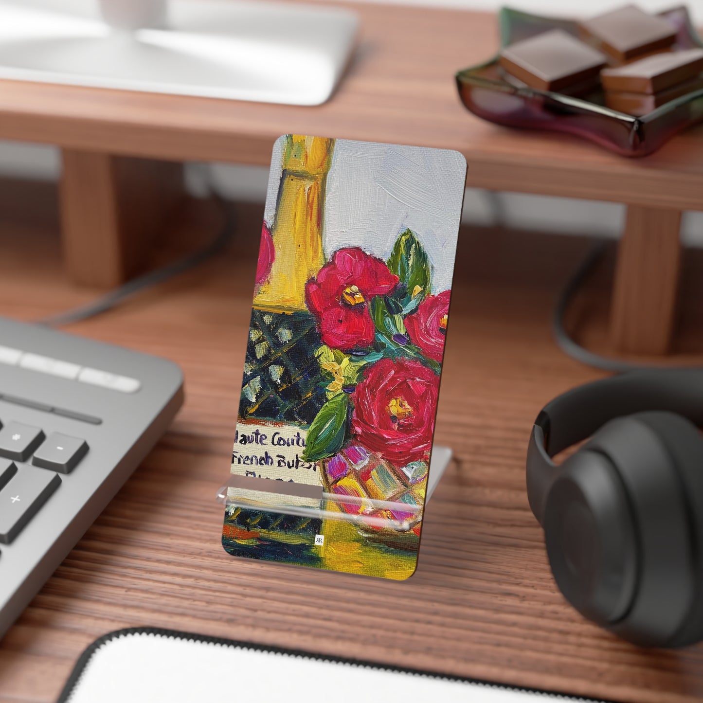 French Bubbles-Champagne and Roses-- Phone Stand