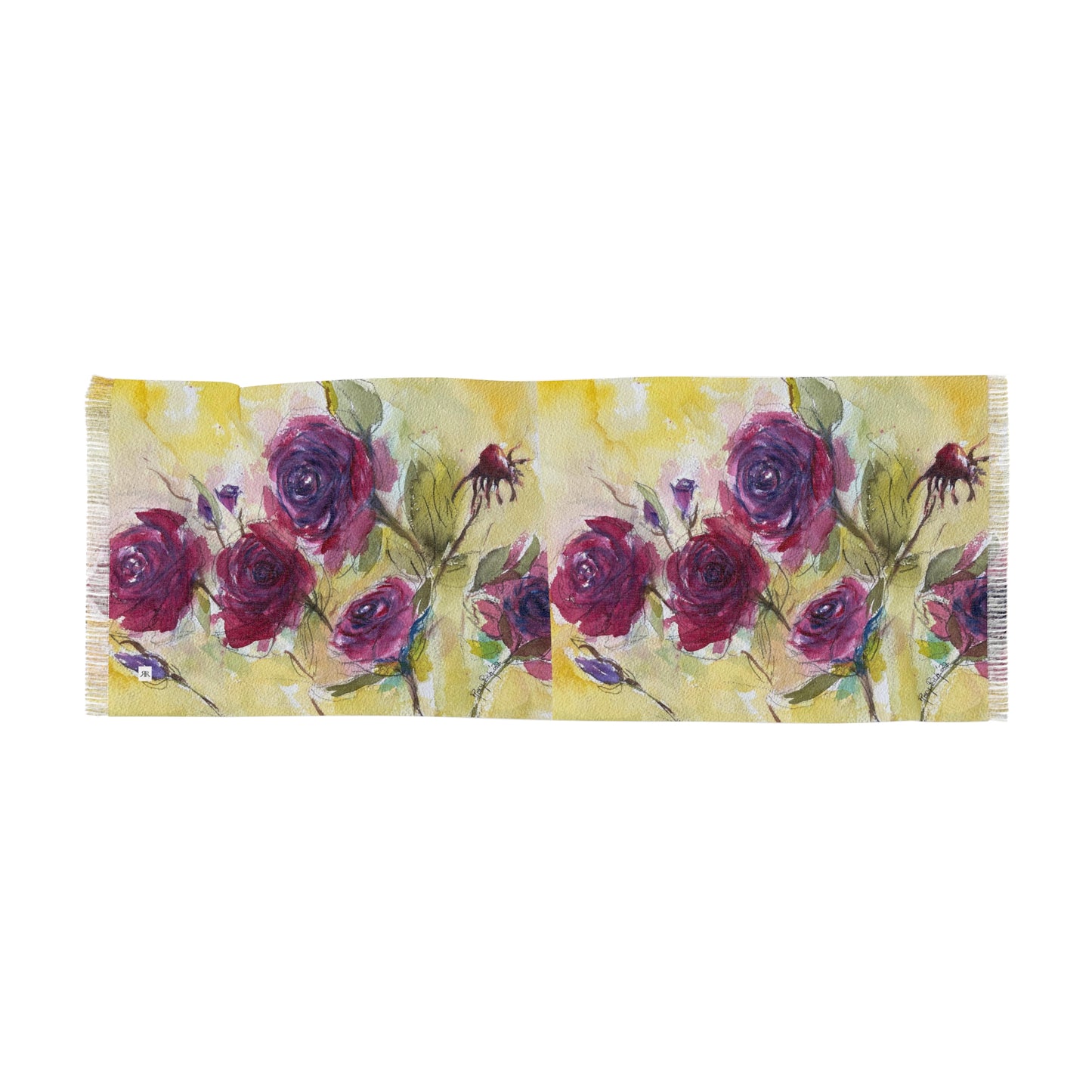 Colorful Scarf — Artistic Lightweight Neck Wrap- Fluffy Red Roses