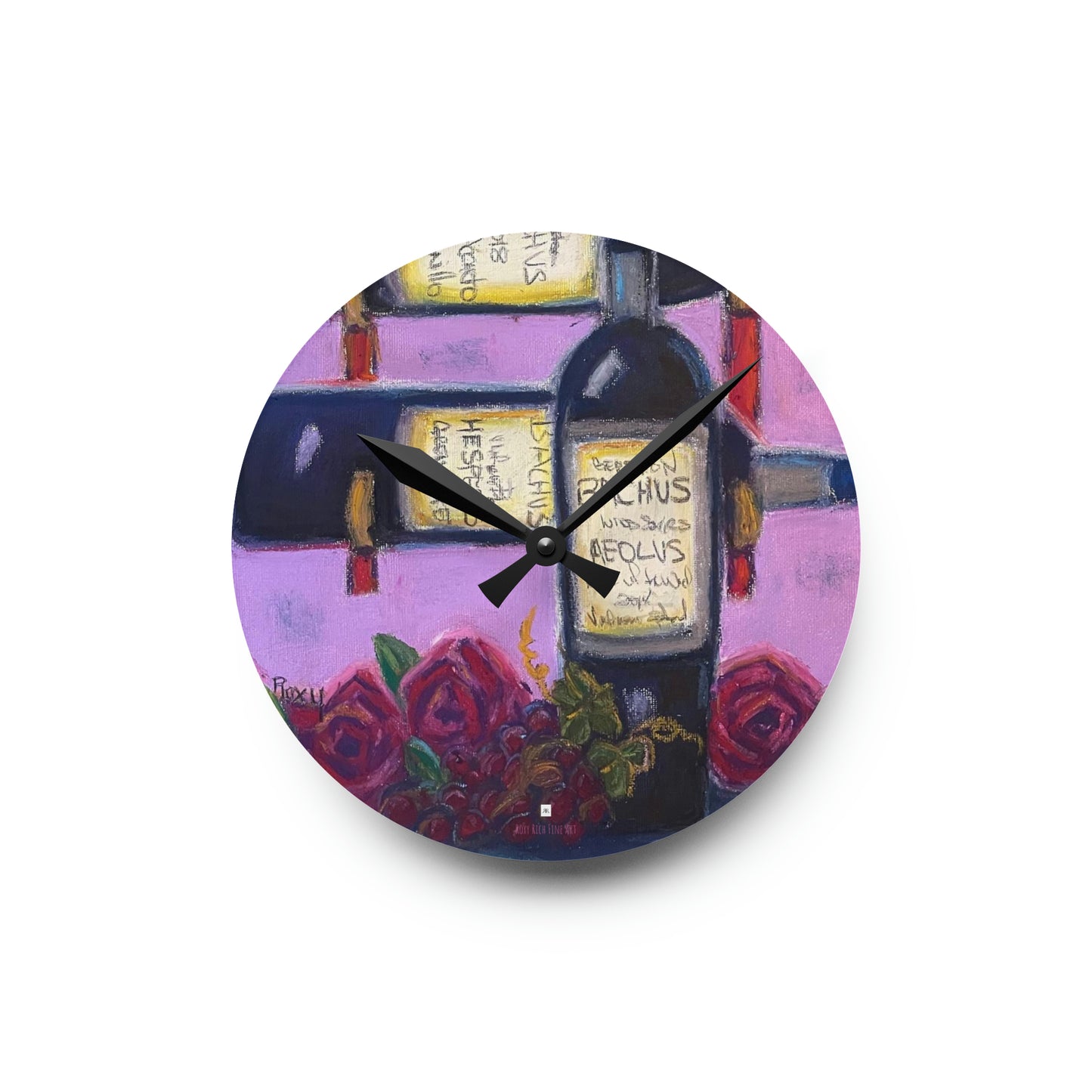 Bachus Reserves GBV Wine Rack and Roses Acrylic Wall Clock