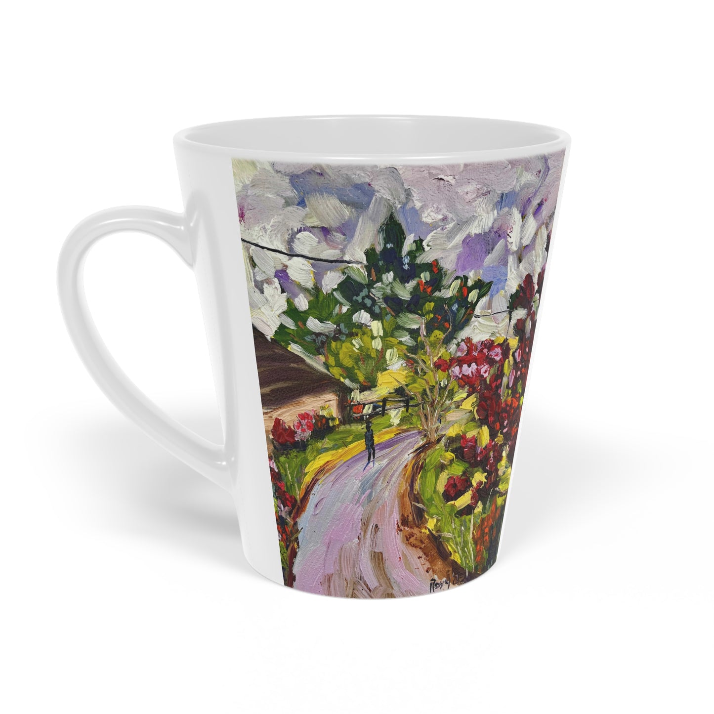Latte Mug, 12oz-Dreamy Walk in Churchill-Cotswolds