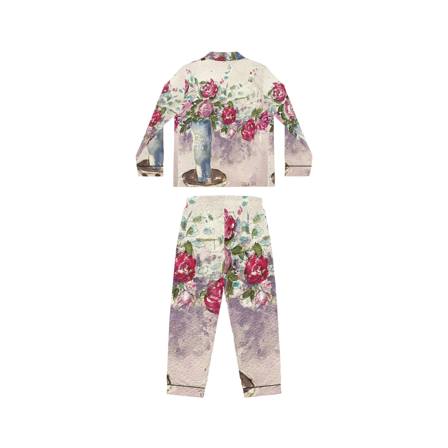 Satin Pajamas - Roses on the Foyer