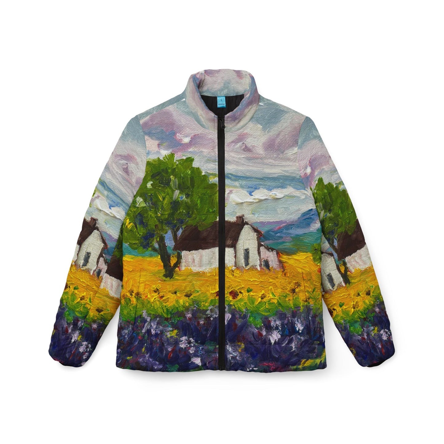 Women's Puffer Jacket - Roxy Rich Fine Art -Sunflowers and Lavender Provence
