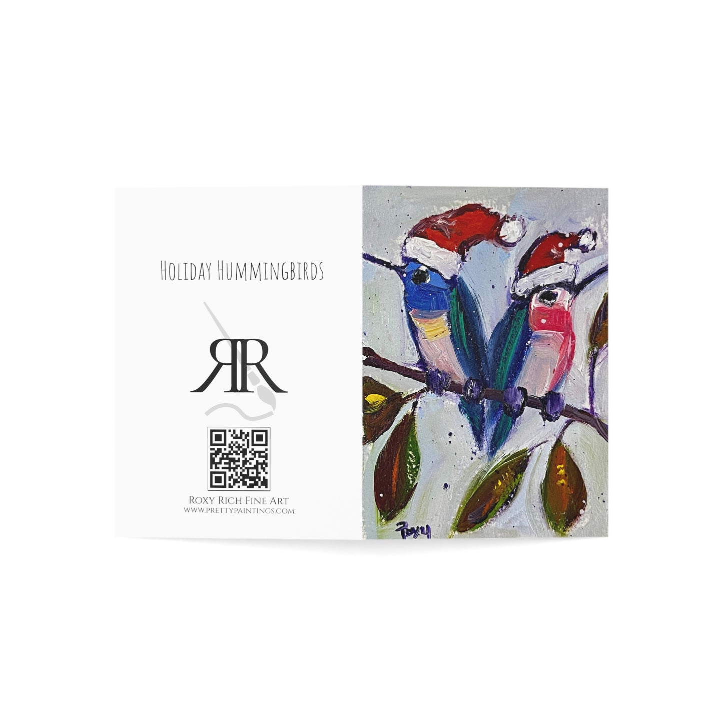 Roxy Holiday Hummingbirds (with sentiment) Folded Greeting Cards