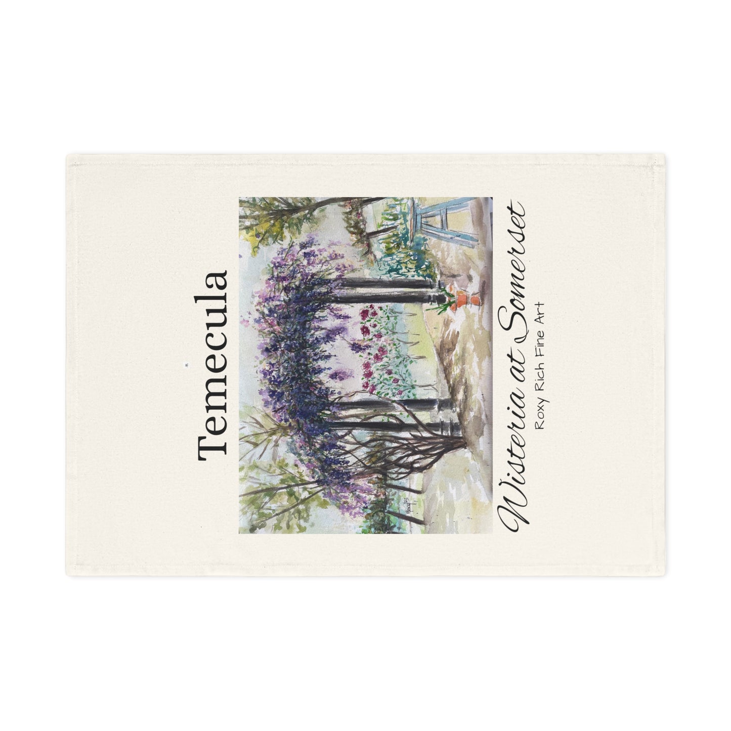 Decorative Tea Towel - Wisteria at Somerset Winery Painting by Roxy Rich