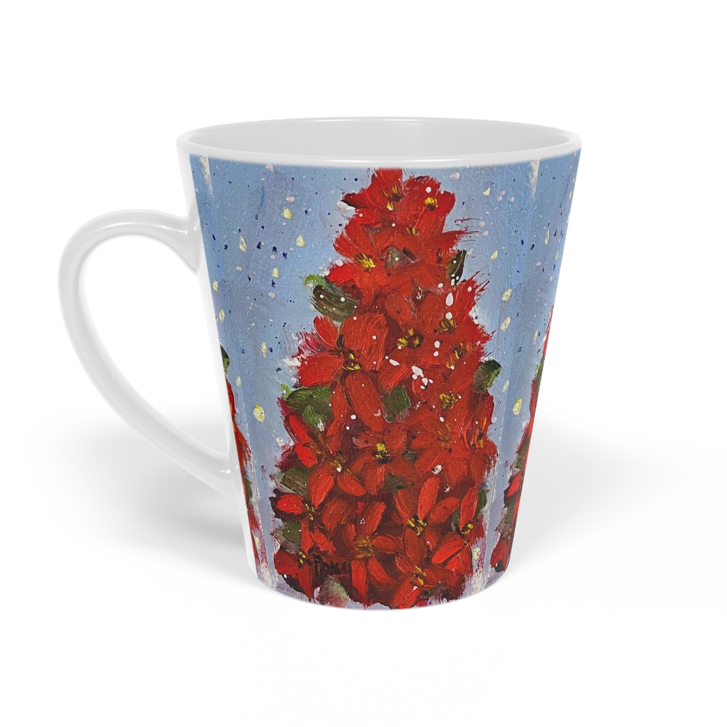 Poinsettias Tree Latte Mug, 12oz