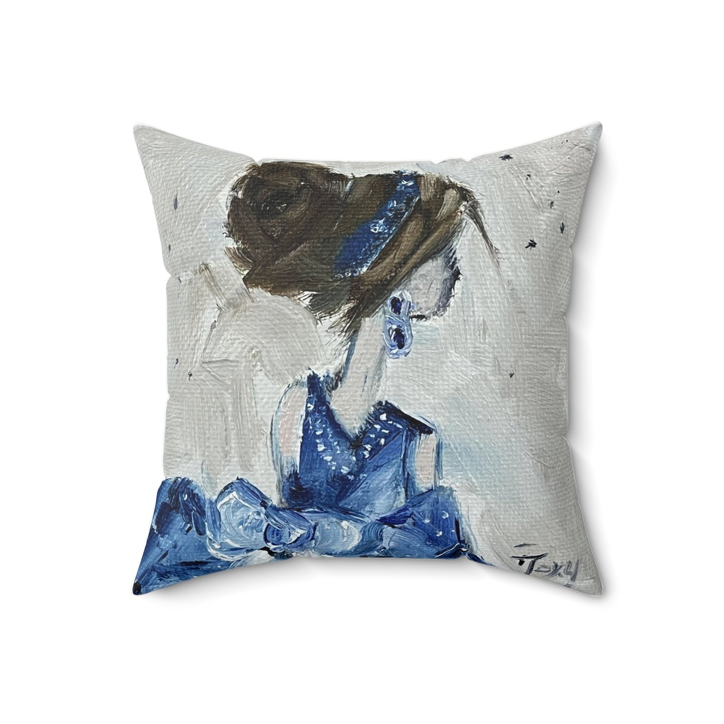 Fancy in Blue Indoor Spun Polyester Square Pillow